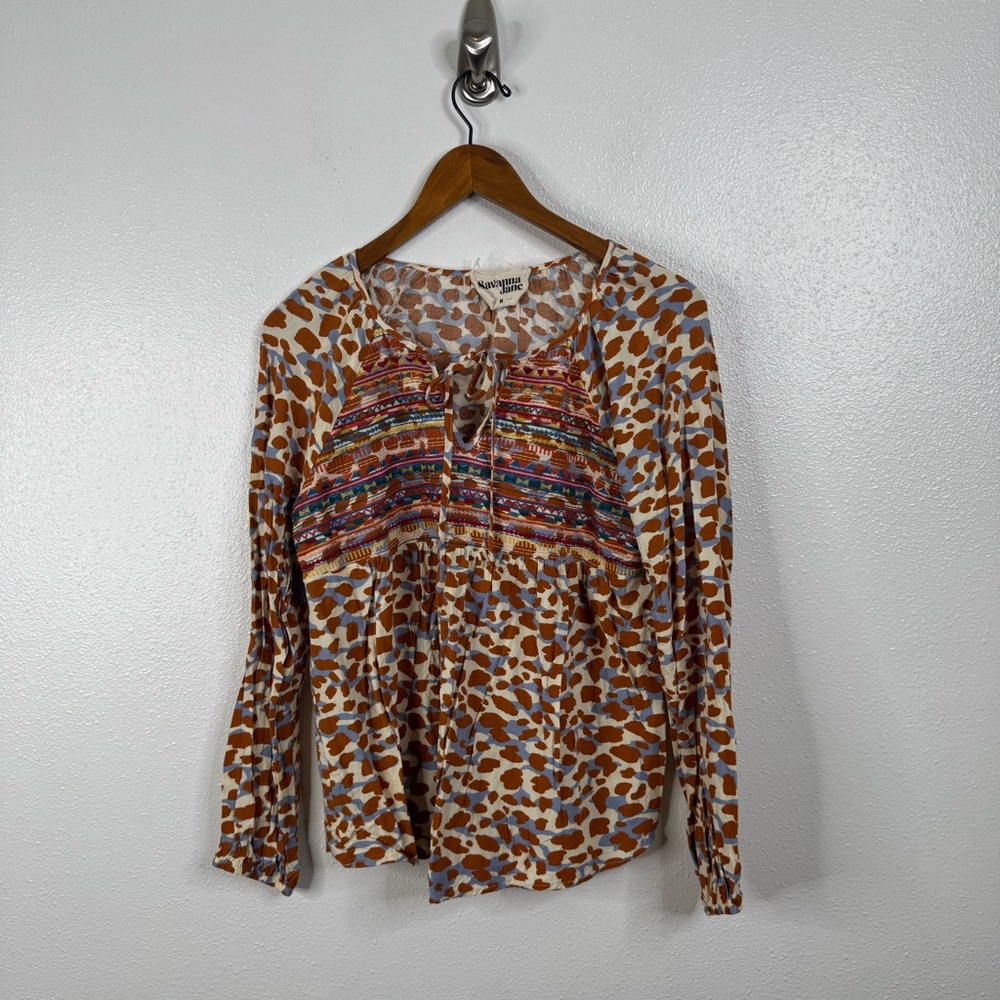 Savanna Jane Peasant Style Boho Top Size Medium